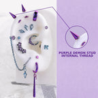 PURPLE DEMON STUD Rarity Ear Stack in ASTM F136 Titanium