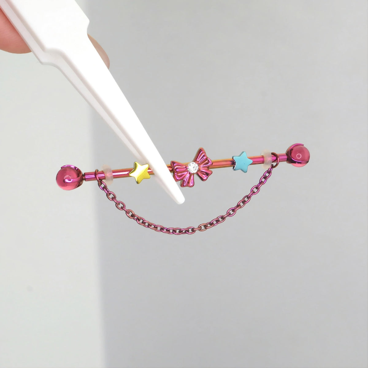 Industrial Bar Pinkie Pie Ear Stack in ASTM F136 Titanium