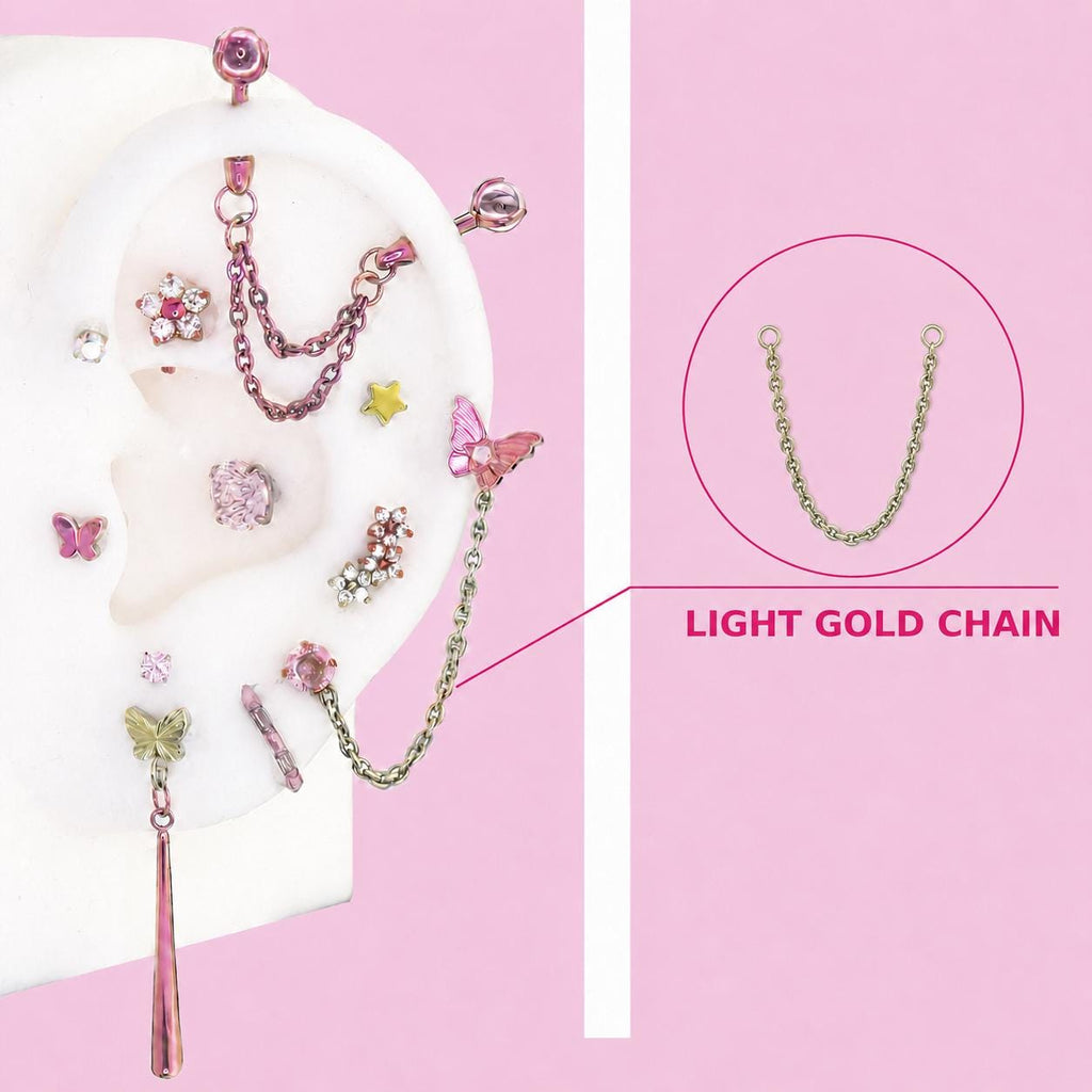 LIGHT GOLD CHAIN Fluttershy Ear Stack in ASTM F136 Titanium
