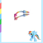 Rainbow Dash Mane Six Spike Curved Barbell in ASTM F136 Titanium