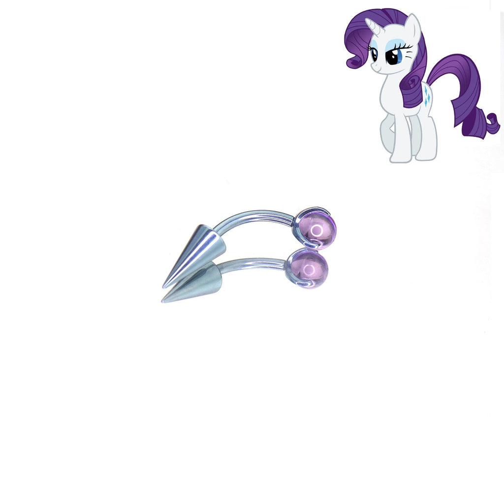Rarity Mane Six Crystal Curved Barbell in ASTM F136 Titanium