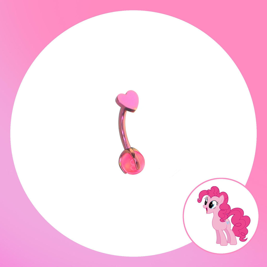 Pinkie Pie Mint Opal Heart Barbell in ASTM F136 Titanium