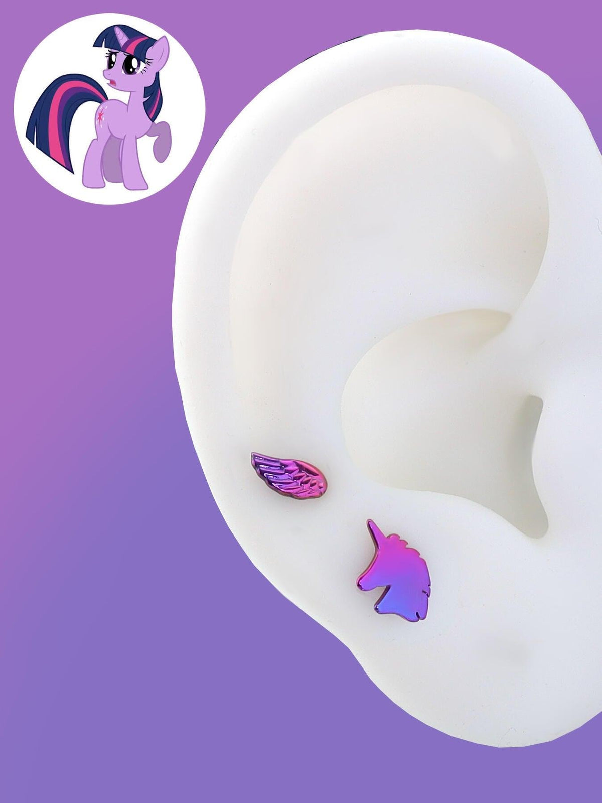 Twilight Sparkle Alicorn Princess Stud Set in ASTM F136 Titanium