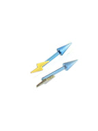 Rainbow Star & Lightning Stud side view of polished titanium jewelry
