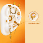 8.Sun Eye Stud Celestia Daybreaker Ear Stack in ASTM F136 Titanium