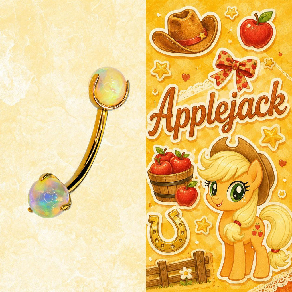 Applejack Character Opal Curved Barbell in ASTM F136 Titanium