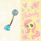 Fluttershy Character Opal Curved Barbell in ASTM F136 Titanium