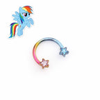 Rainbow Dash Character Star Horseshoe in ASTM F136 Titanium