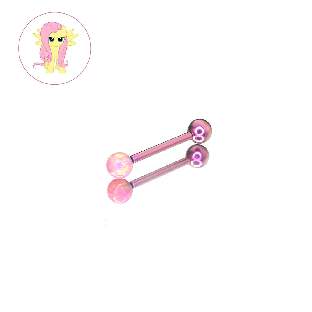 Fluttershy Character Opal Barbell in ASTM F136 Titanium