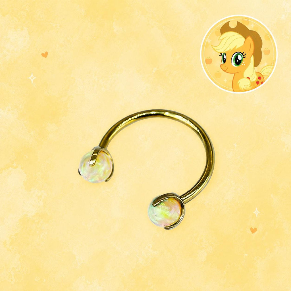 Applejack Character Opal Horseshoe in ASTM F136 Titanium