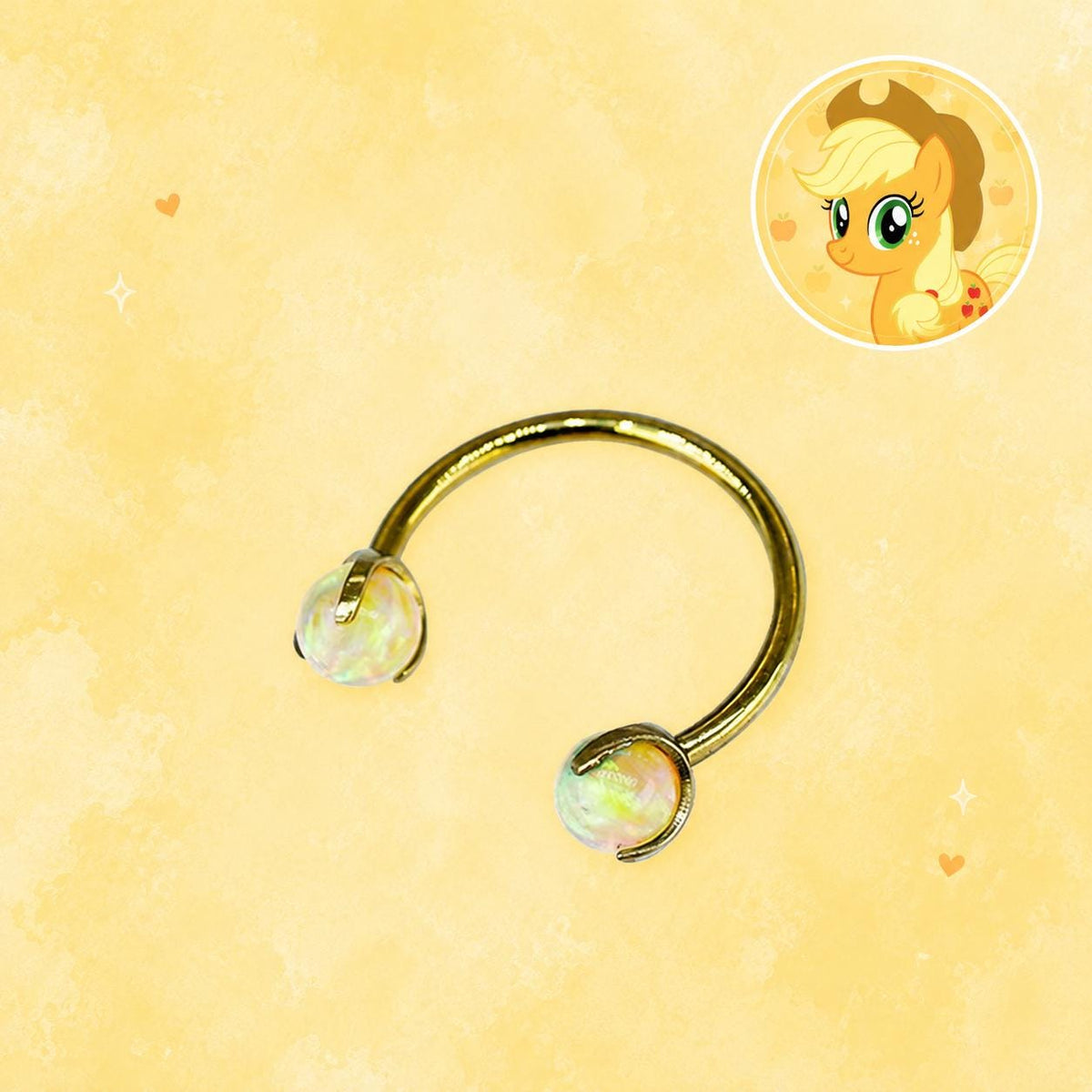Applejack Character Opal Horseshoe in ASTM F136 Titanium
