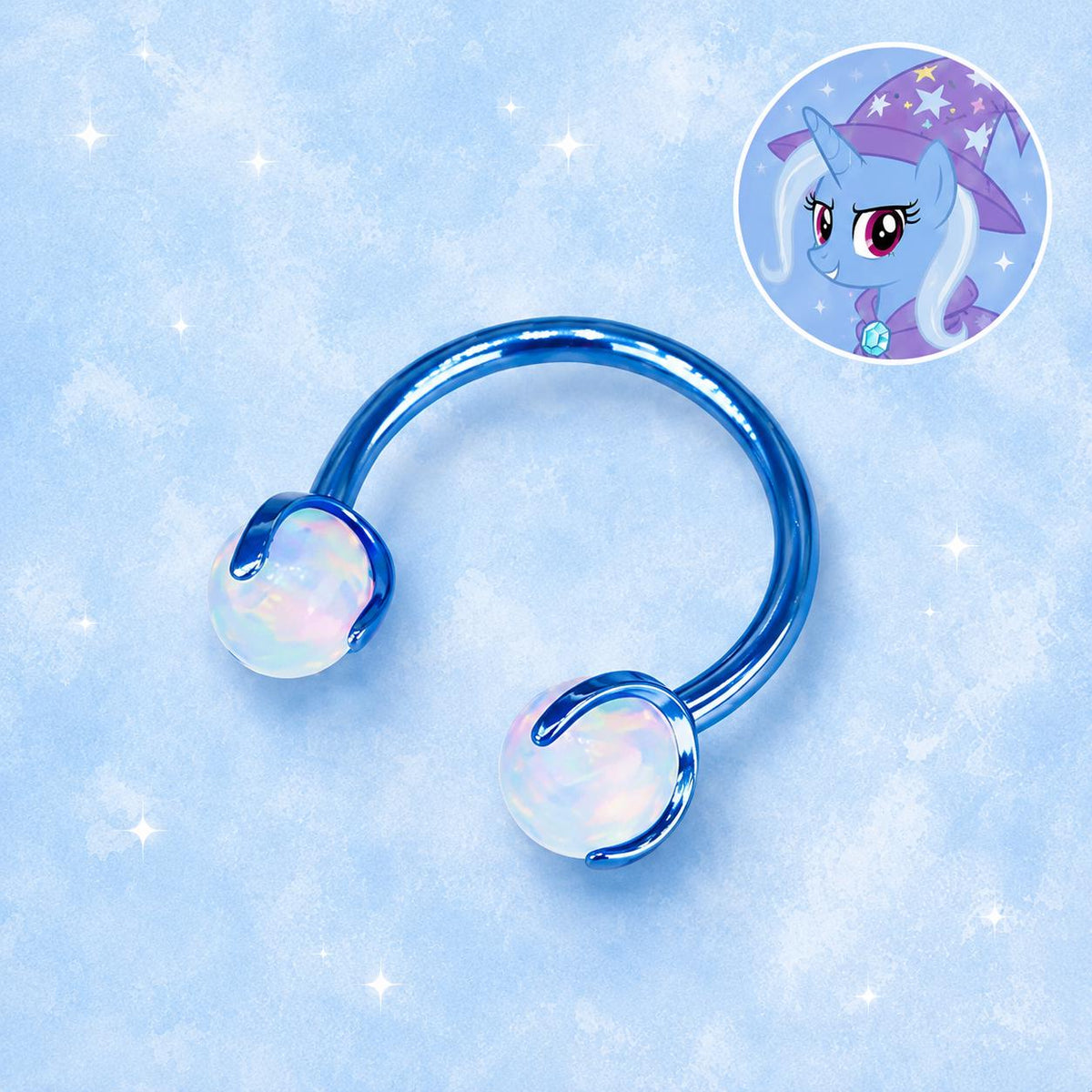 Trixie Character Opal Horseshoe in ASTM F136 Titanium