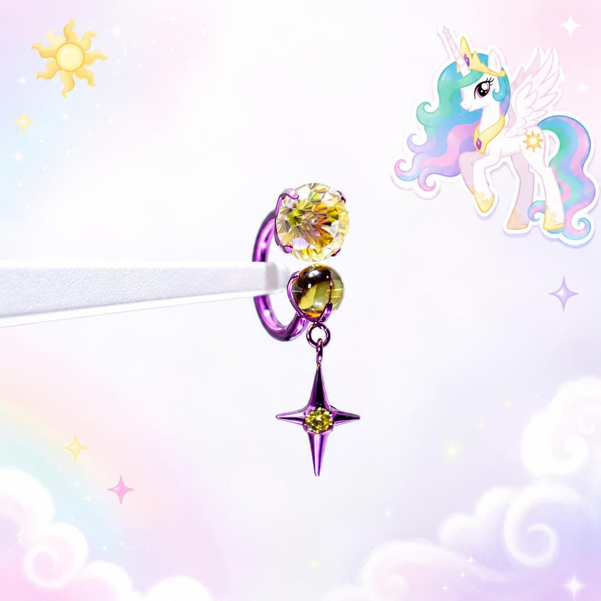 Princess Celestia Four-Point Star Horseshoe in ASTM F136 Titanium