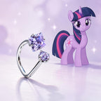 Twilight Gem Gem & Star D-Ring in ASTM F136 Titanium