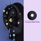 Icy Blue Spark Stud Trixie Ear Stack in ASTM F136 Titanium