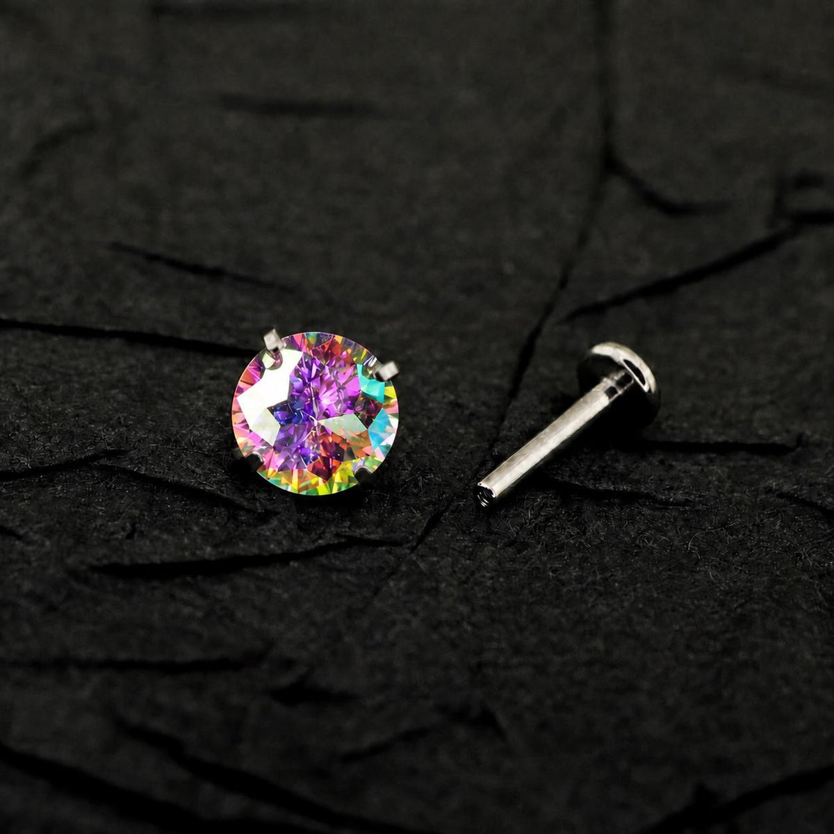 ETSY 4553764220 | IMAGE 6 | Mystic Rainbow Moissanite Flat Back Stud