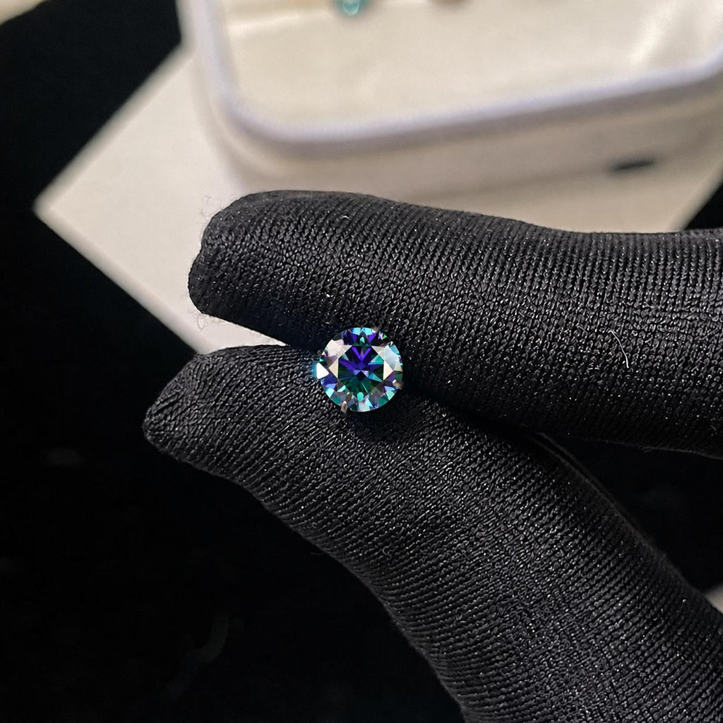 ETSY 4574960114 | IMAGE 3 | Peacock Moissanite Flat Back Stud