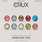 Ripple-Edge Jelly Opal F136 Titanium piercing top
