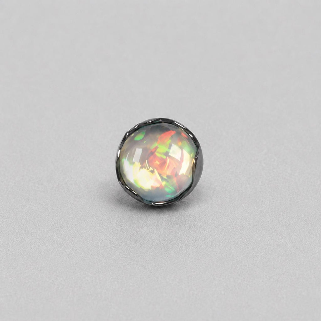 Ripple-Edge Jelly Opal OP551 Light Gray F136 Titanium piercing top