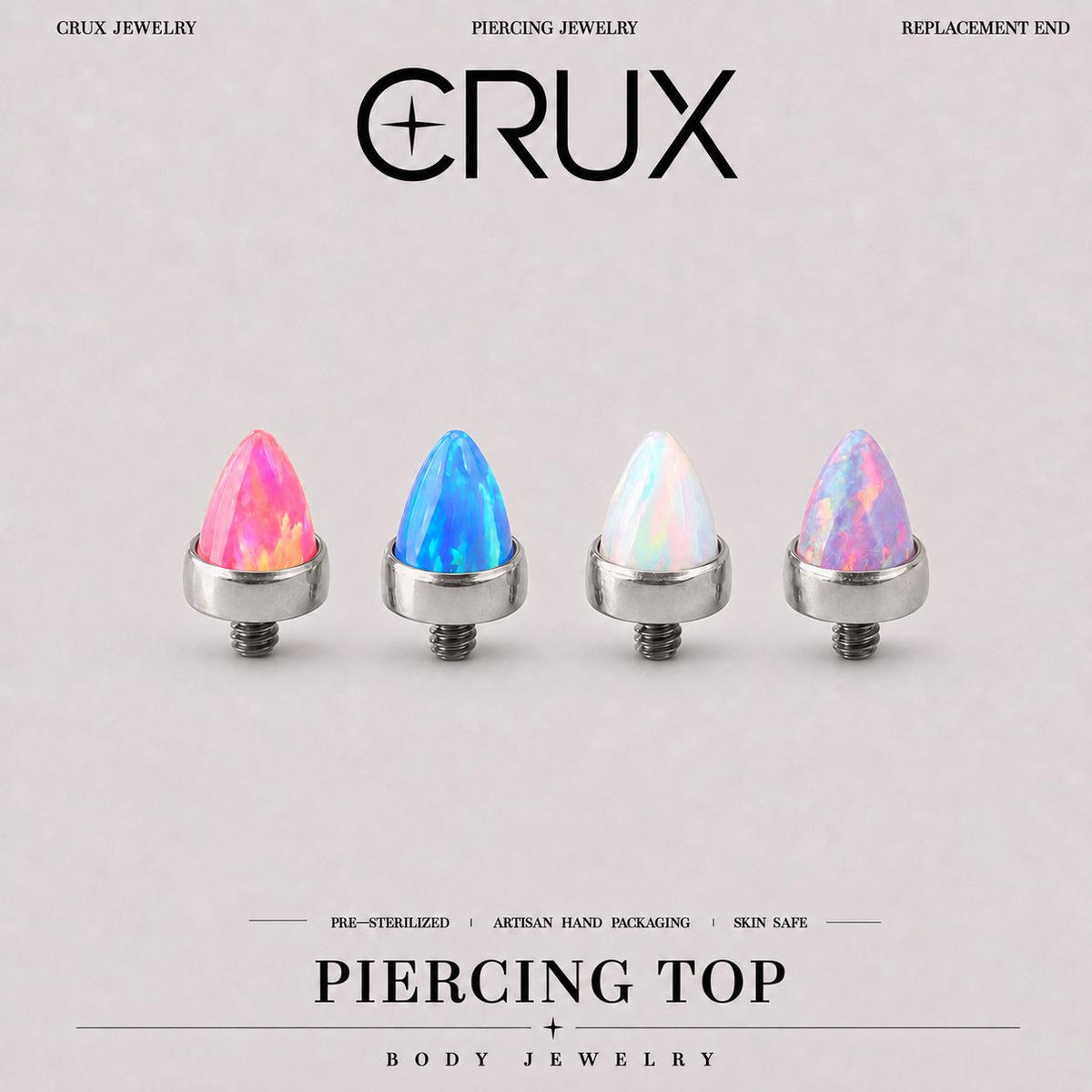 Prism Spike Opal F136 Titanium piercing top