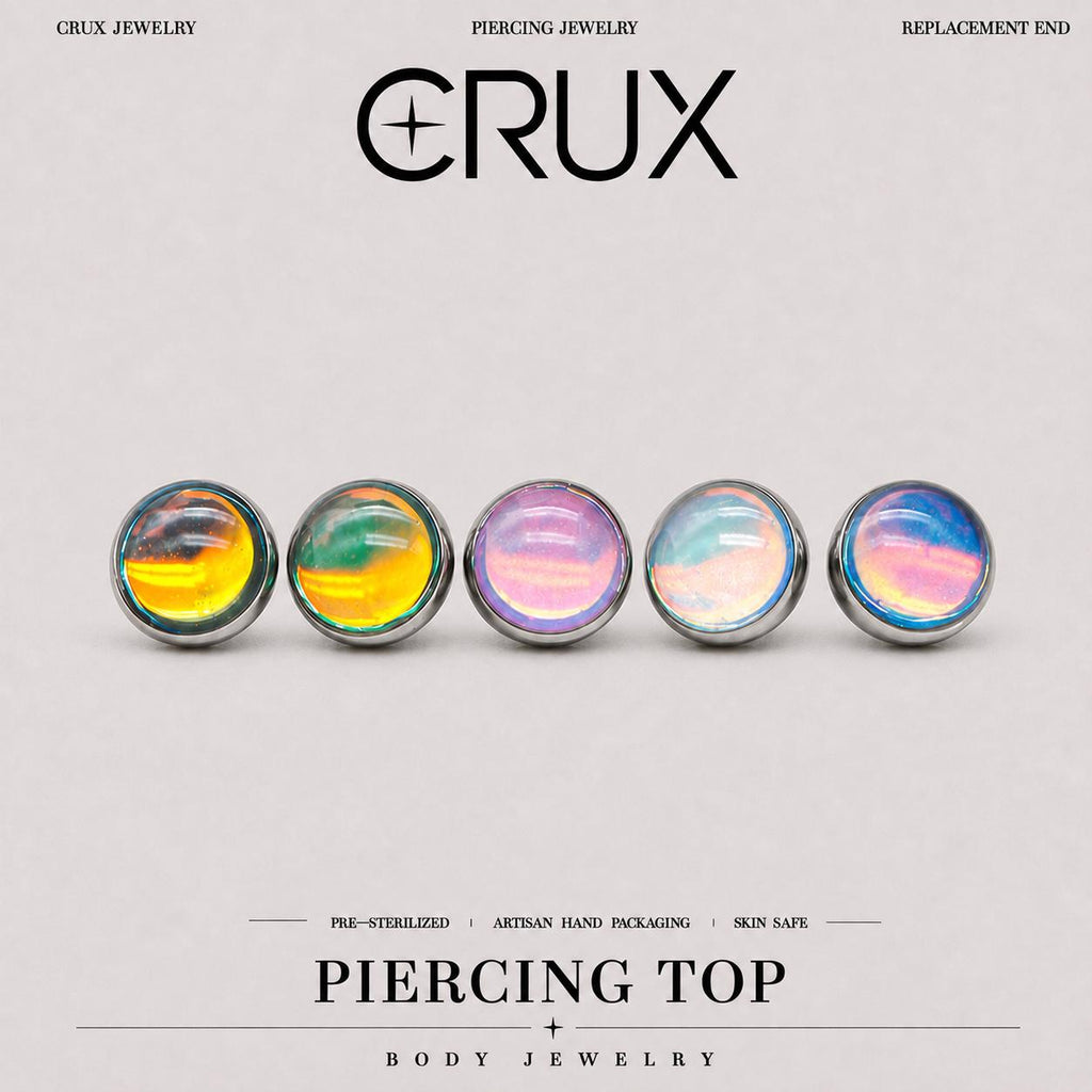 Liquid Aura Cabochon F136 Titanium piercing top