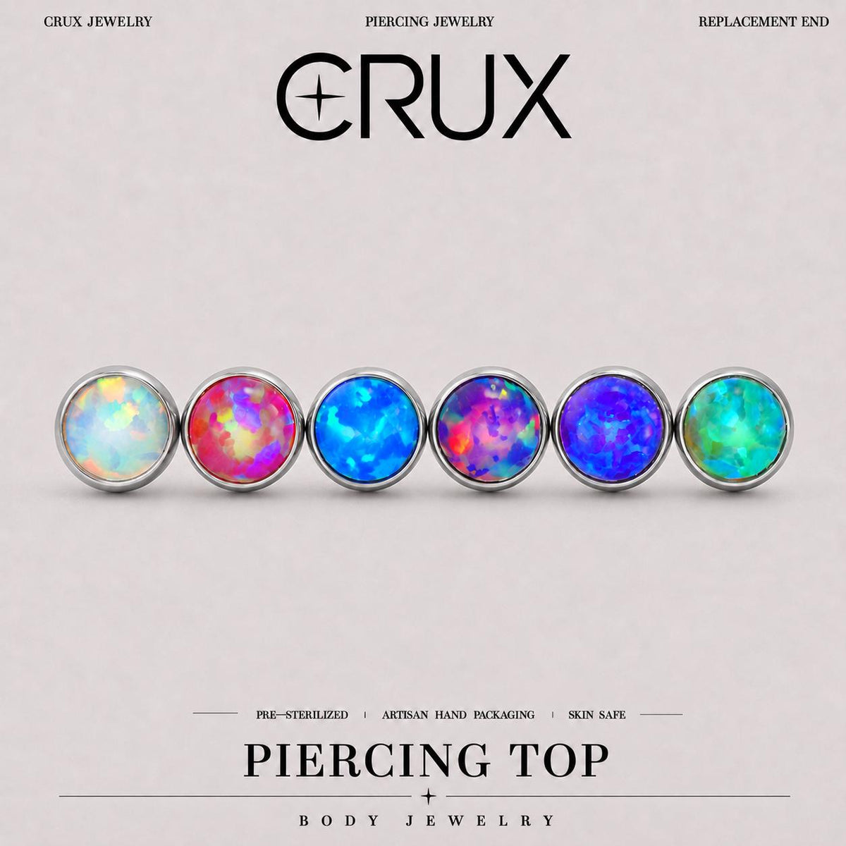Solar Pulse Fire Opal F136 Titanium piercing top