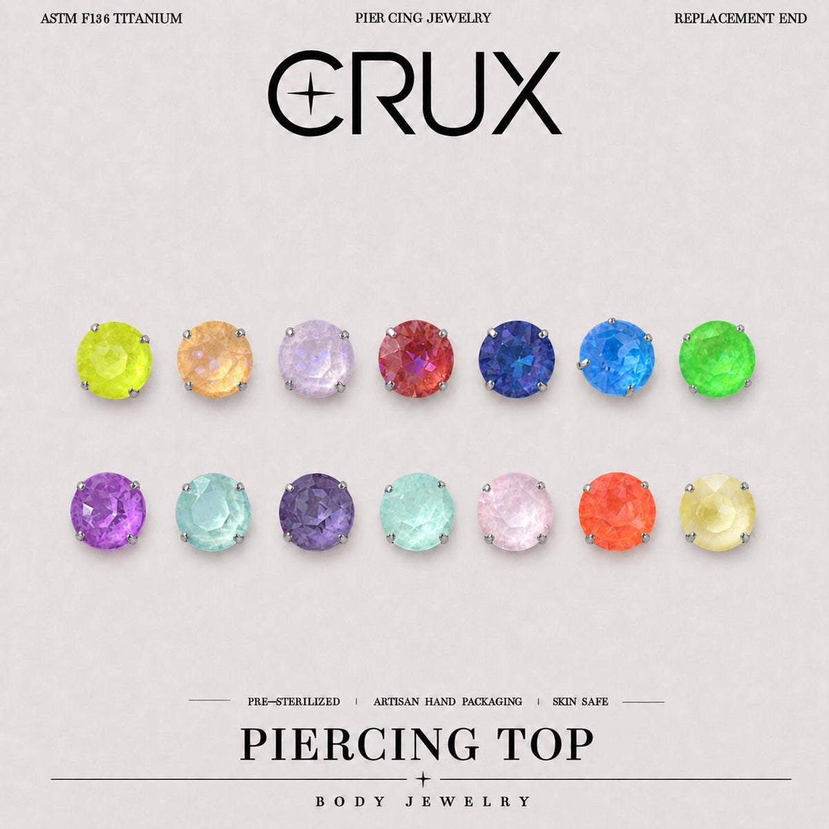 Round-Cut CZ F136 Titanium piercing top