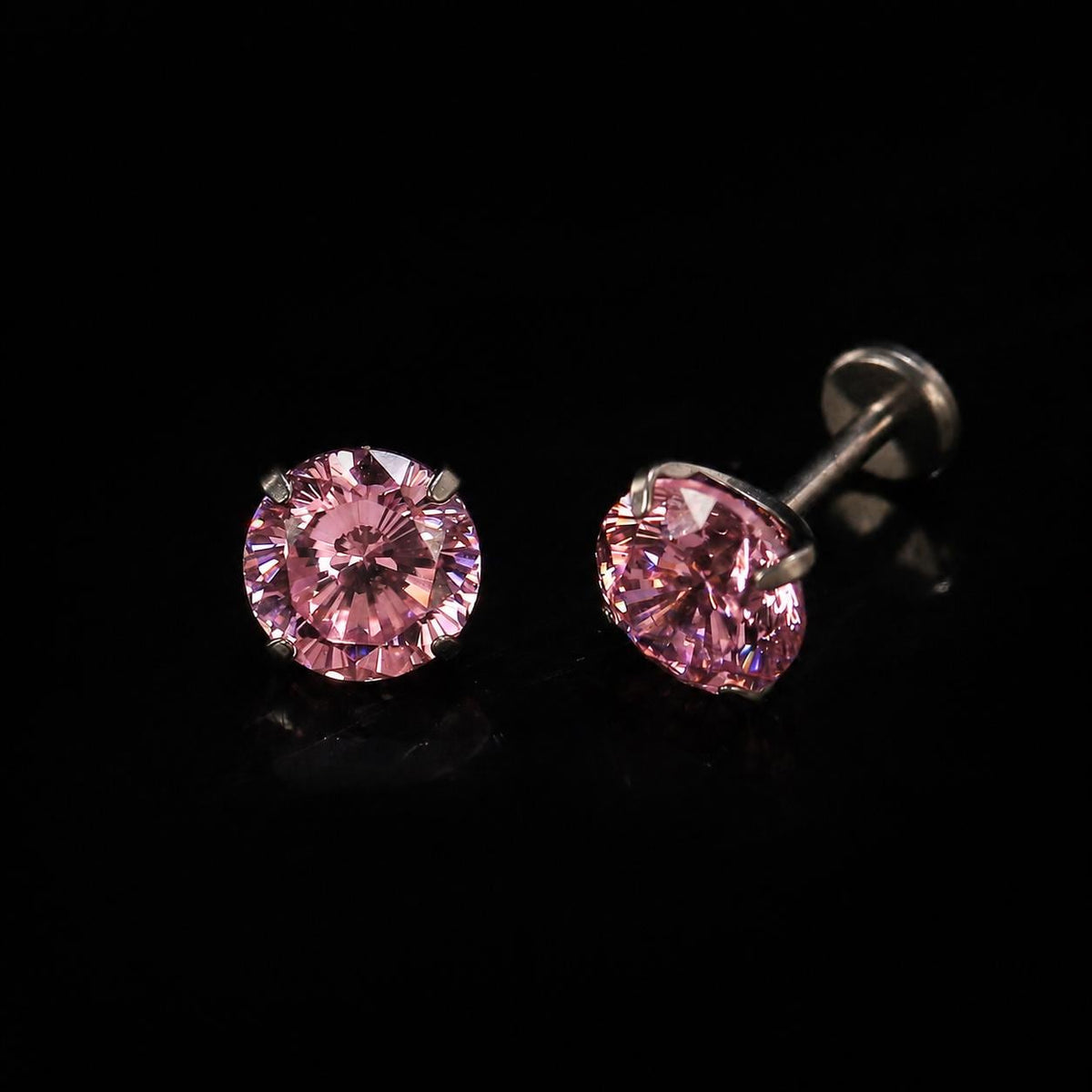 ETSY 4553745405 | IMAGE 4 | Pink Moissanite Flat Back Stud