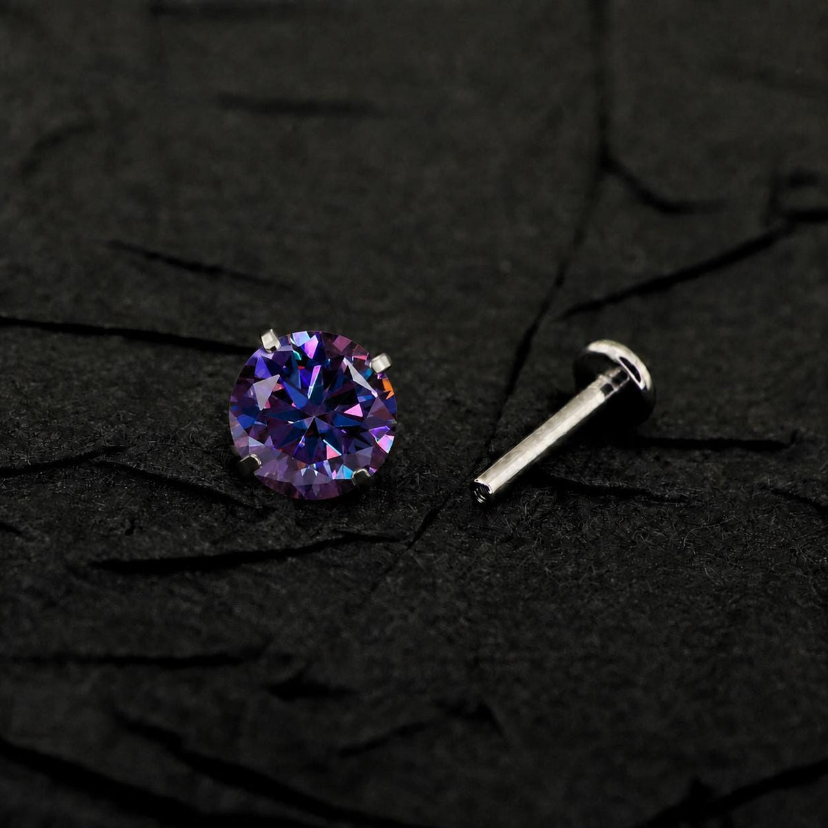 ETSY 4553756849 | IMAGE 4 | Royal Purple Moissanite Flat Back Stud