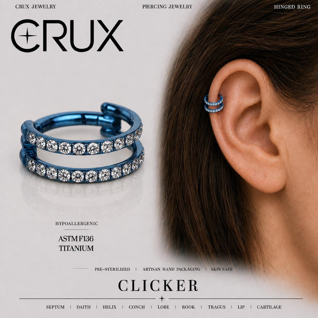 ETSY 4540677753 | IMAGE 1 | Titanium Double Row CZ Septum Clicker