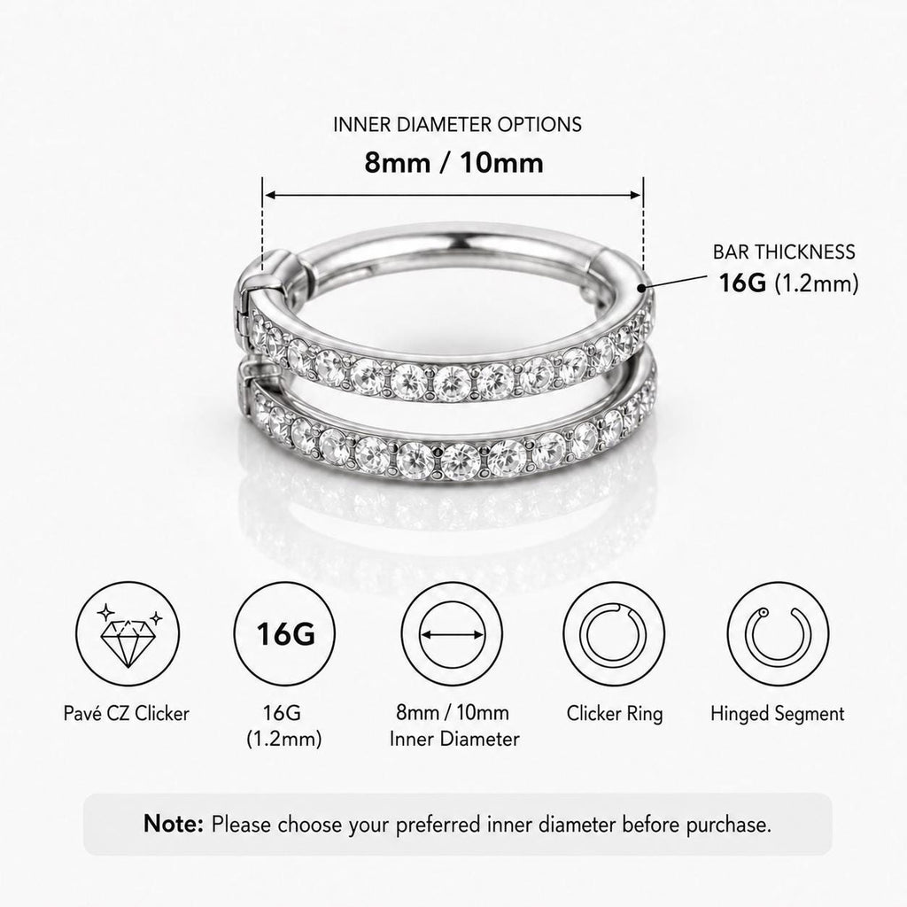 ETSY 4540677753 | IMAGE 11 | Titanium Double Row CZ Septum Clicker