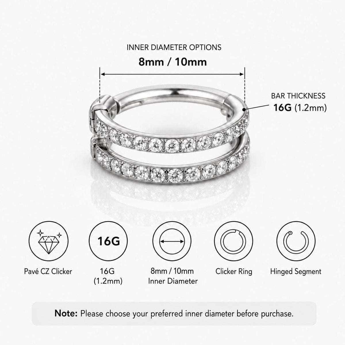ETSY 4540677753 | IMAGE 11 | Titanium Double Row CZ Septum Clicker