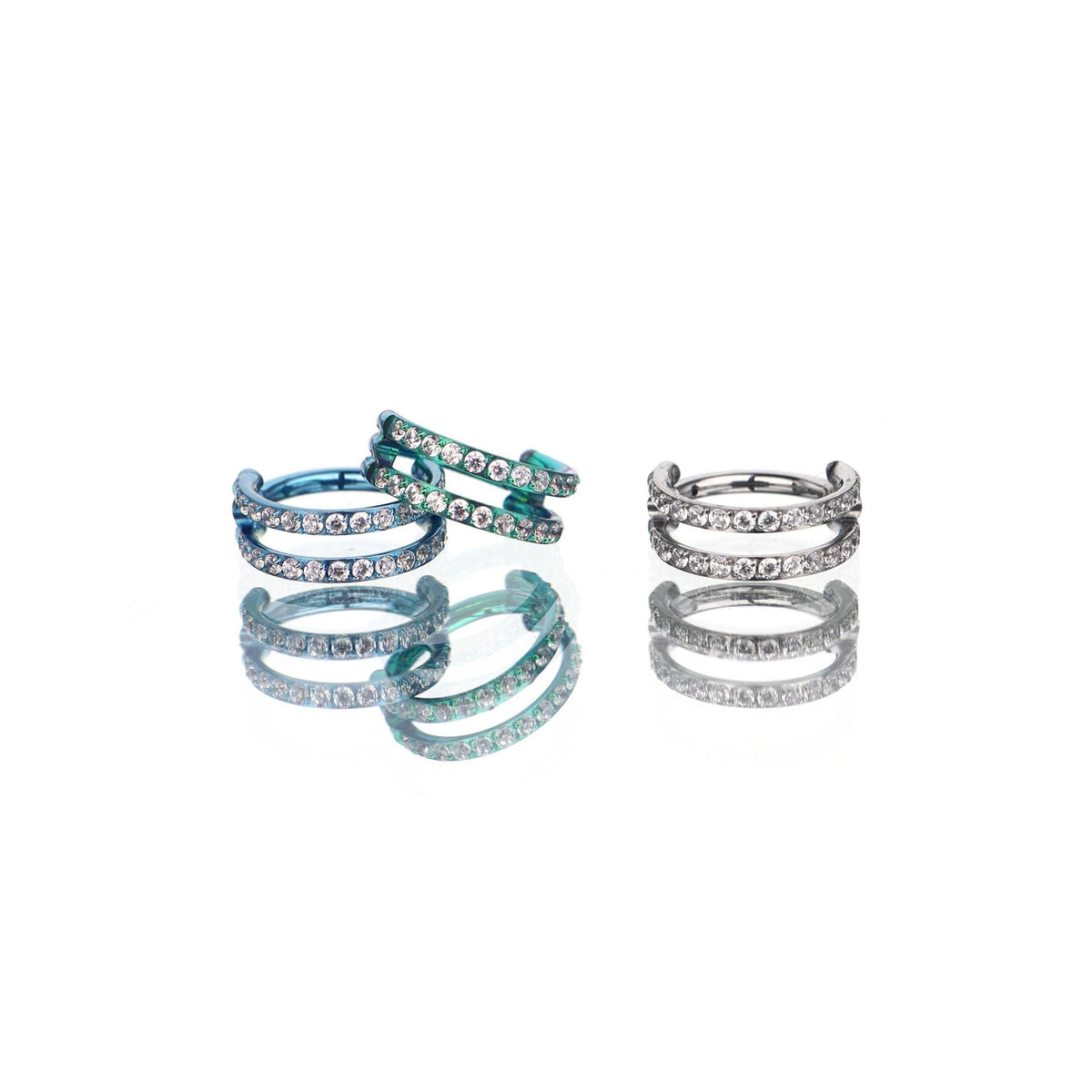 ETSY 4540677753 | IMAGE 4 | Titanium Double Row CZ Septum Clicker