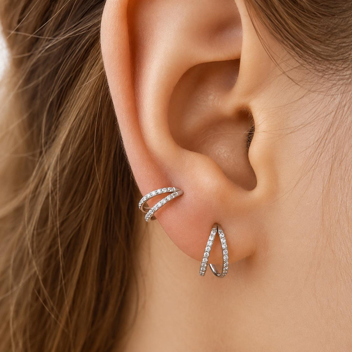 ETSY 4540752038 | IMAGE 2 | Titanium Double & Triple Row CZ Septum Clicker