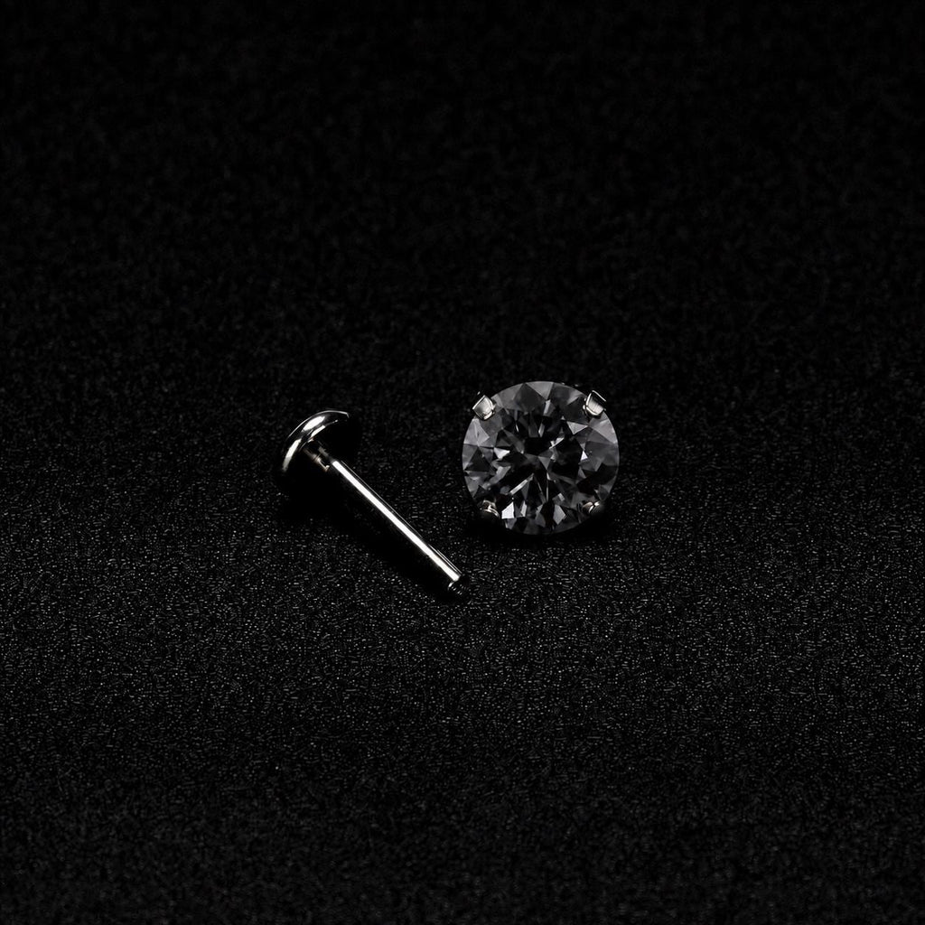 ETSY 4553776226 | IMAGE 4 | Smoky Gray Moissanite Flat Back Stud