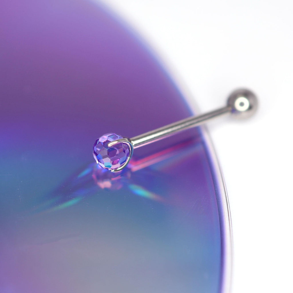 Faceted Disco Ball Titanium Barbell detail 13