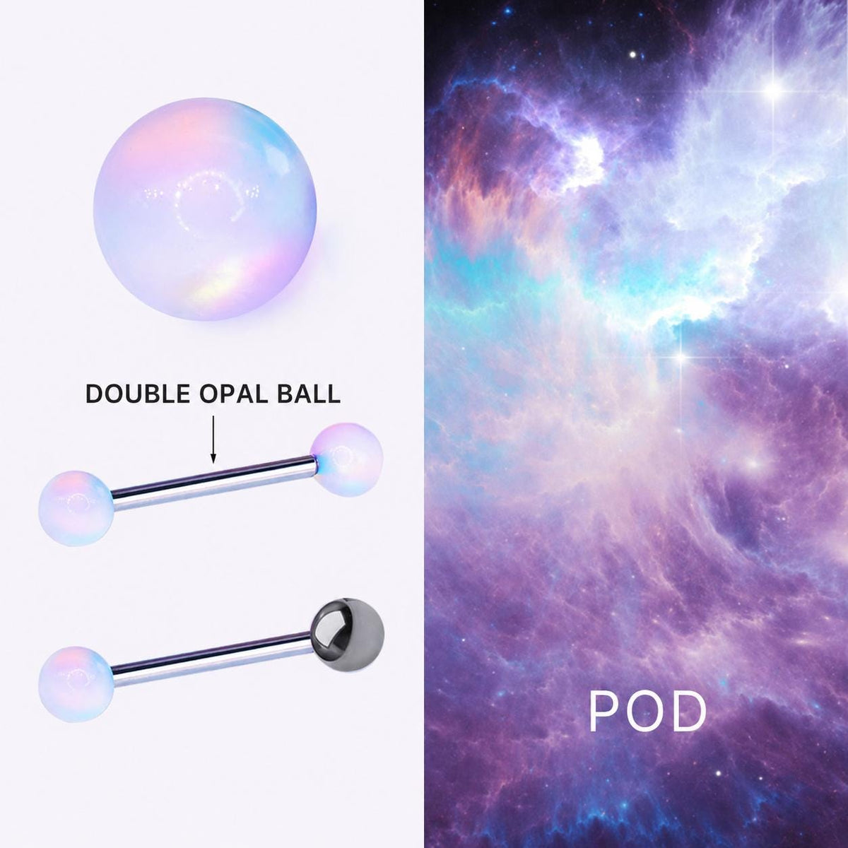 Celestial Nebula Opal Titanium Barbell detail 10