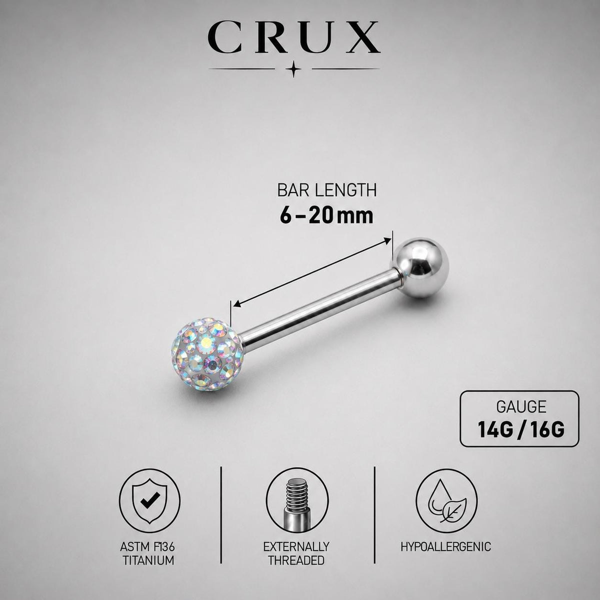 ETSY 4565844307 | IMAGE 15 | Crystal Disco Ball Titanium Barbell