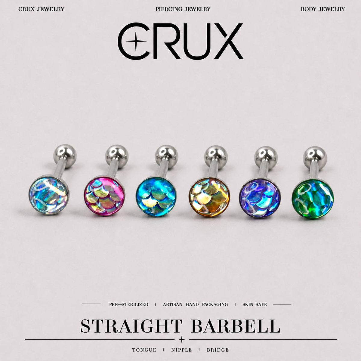 ETSY 4565848478 | IMAGE 1 | Mermaid Scale Titanium Barbell