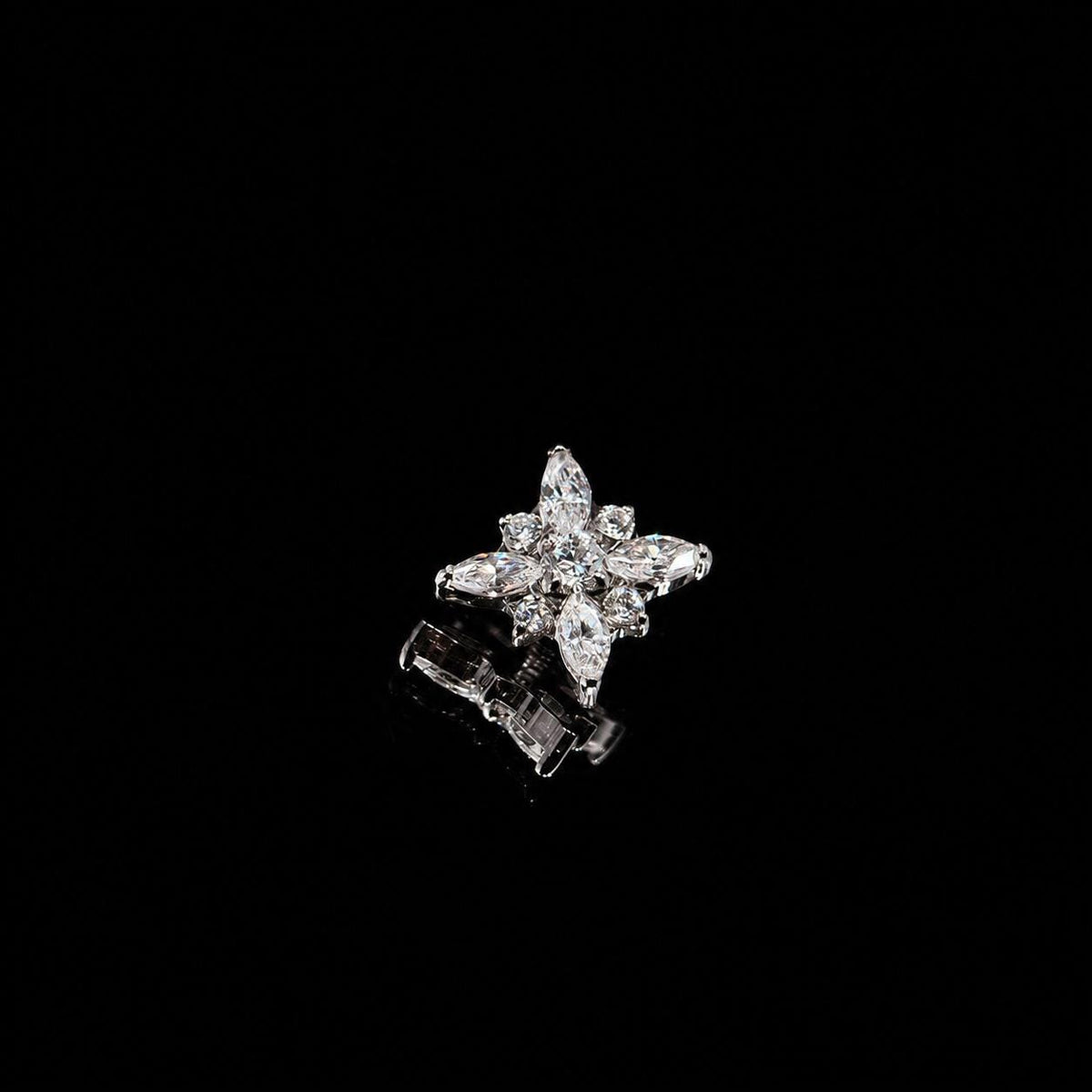 Opal Crystal Flower F136 Titanium flat-back jewelry image 09