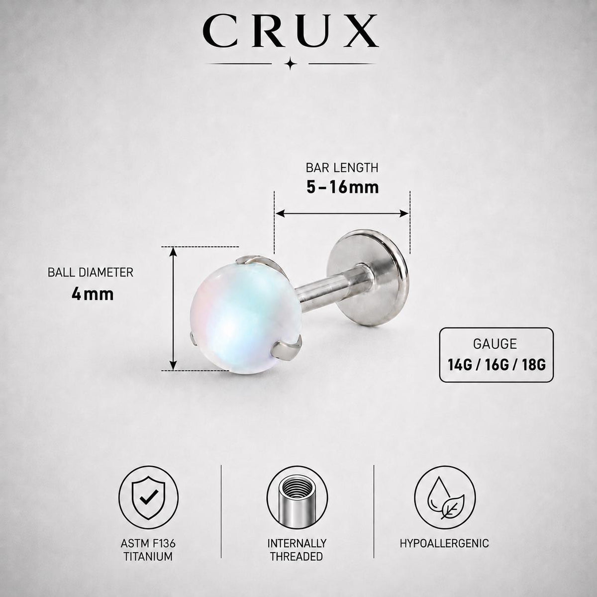 Moonstone Glow F136 Titanium flat-back jewelry image 09