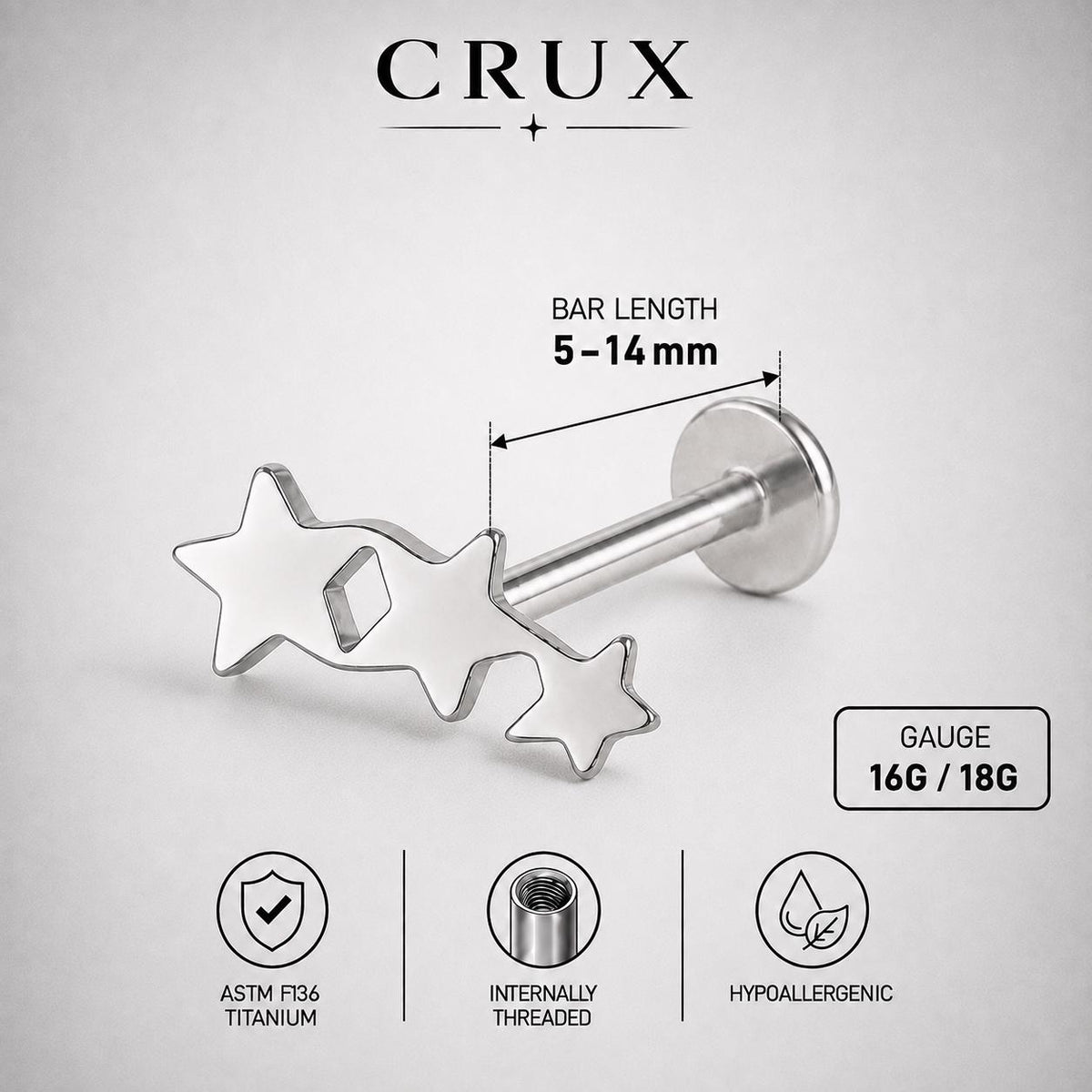 Triple Butterfly & Star F136 Titanium flat-back jewelry image 17