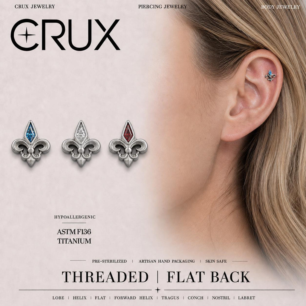 Crystal Fleur-de-Lis F136 Titanium flat-back jewelry image 01