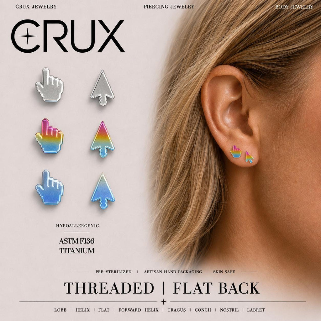 Pixel Cursor F136 Titanium flat-back jewelry image 01