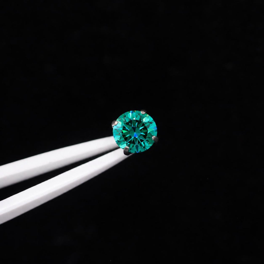 ETSY 4553763499 | IMAGE 3 | Vivid Emerald Green Moissanite Flat Back Stud