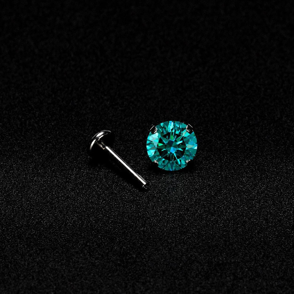 ETSY 4553763499 | IMAGE 6 | Vivid Emerald Green Moissanite Flat Back Stud