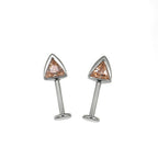 Paws & Purrs - PAIR OF Cat Ear CZ Internally Threaded Titanium Ear Stud - Champagne Gold