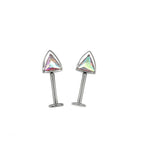 Paws & Purrs - PAIR OF Cat Ear CZ Internally Threaded Titanium Ear Stud - AB Coating