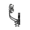 Black & White Chain Pentagram Stainless Steel Ear Clips - Black